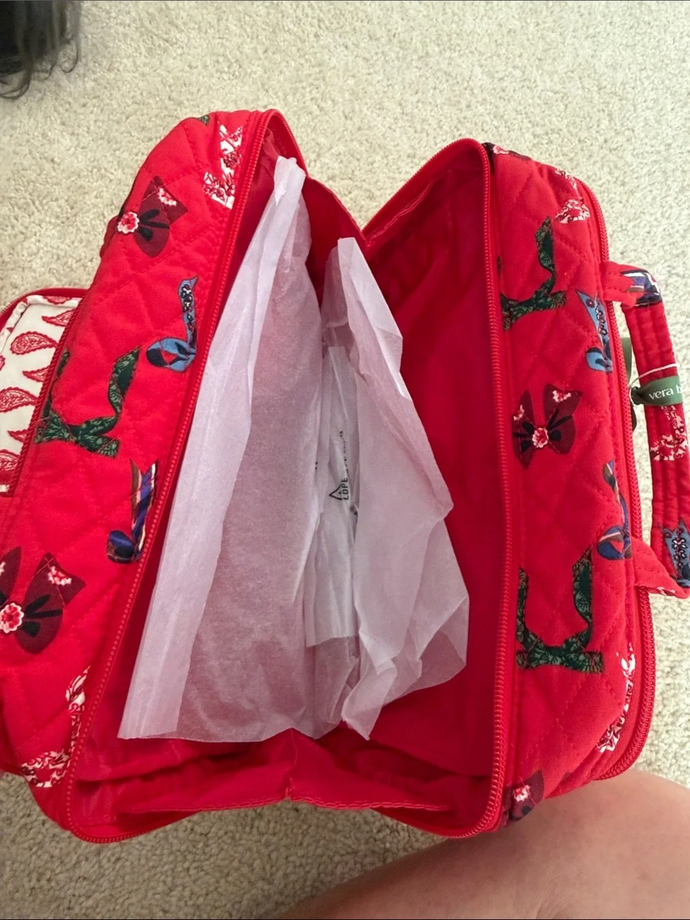 Vera Bradley Red Quilted Cosmetic Case with Bow Print